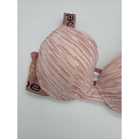 Bebe Intimates Bra 36DD Womens Padded Push Up Underwired Pink Lace - Picture 2 of 6